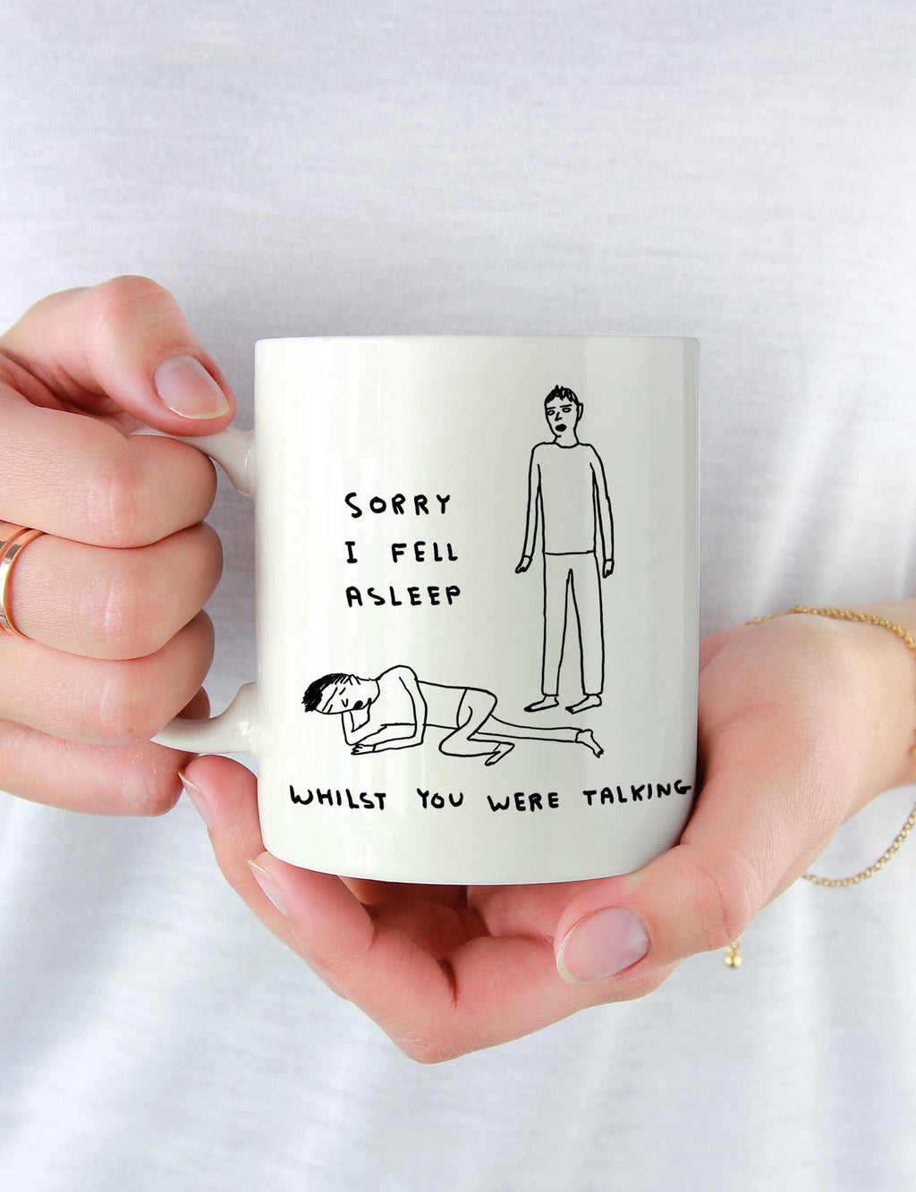 David Shrigley x Brainbox Candy Fell Asleep Talking mug