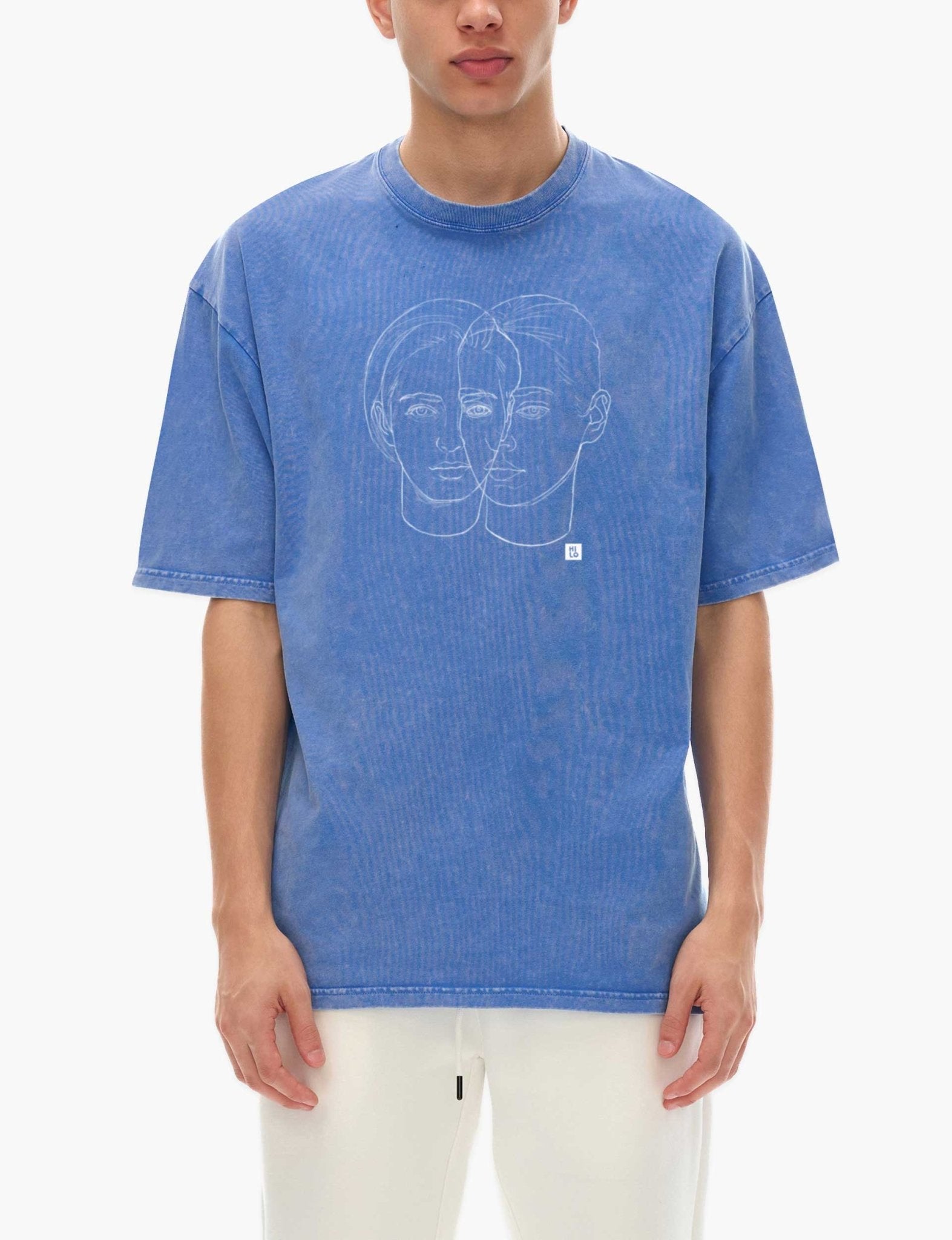 HILO Two Heads Snow Washed Oversized Cotton T-Shirt - London Workshop