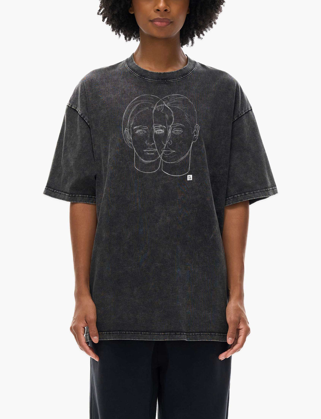 HILO Two Heads Snow Washed Oversized Cotton T-Shirt