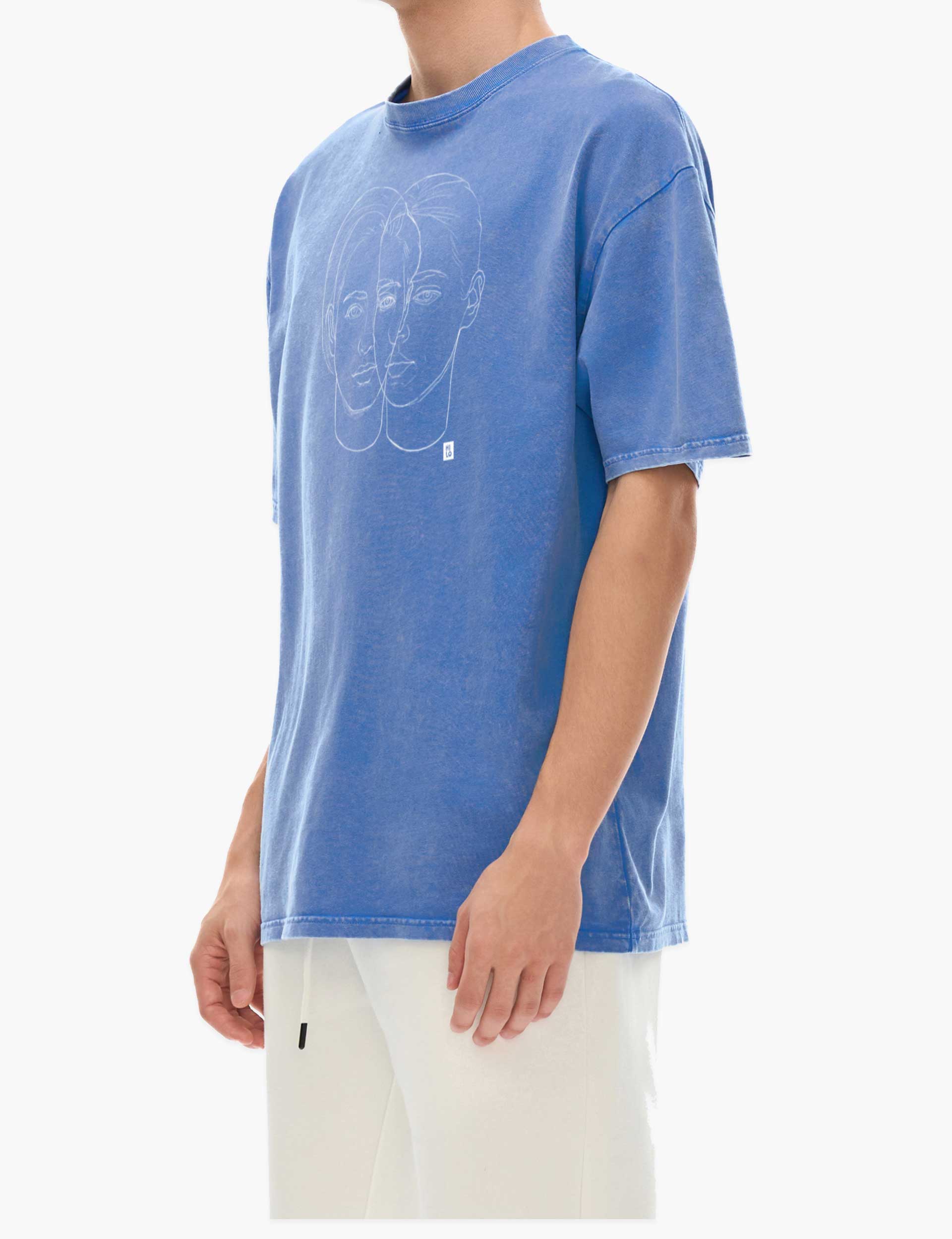 HILO Two Heads Snow Washed Oversized Cotton T-Shirt