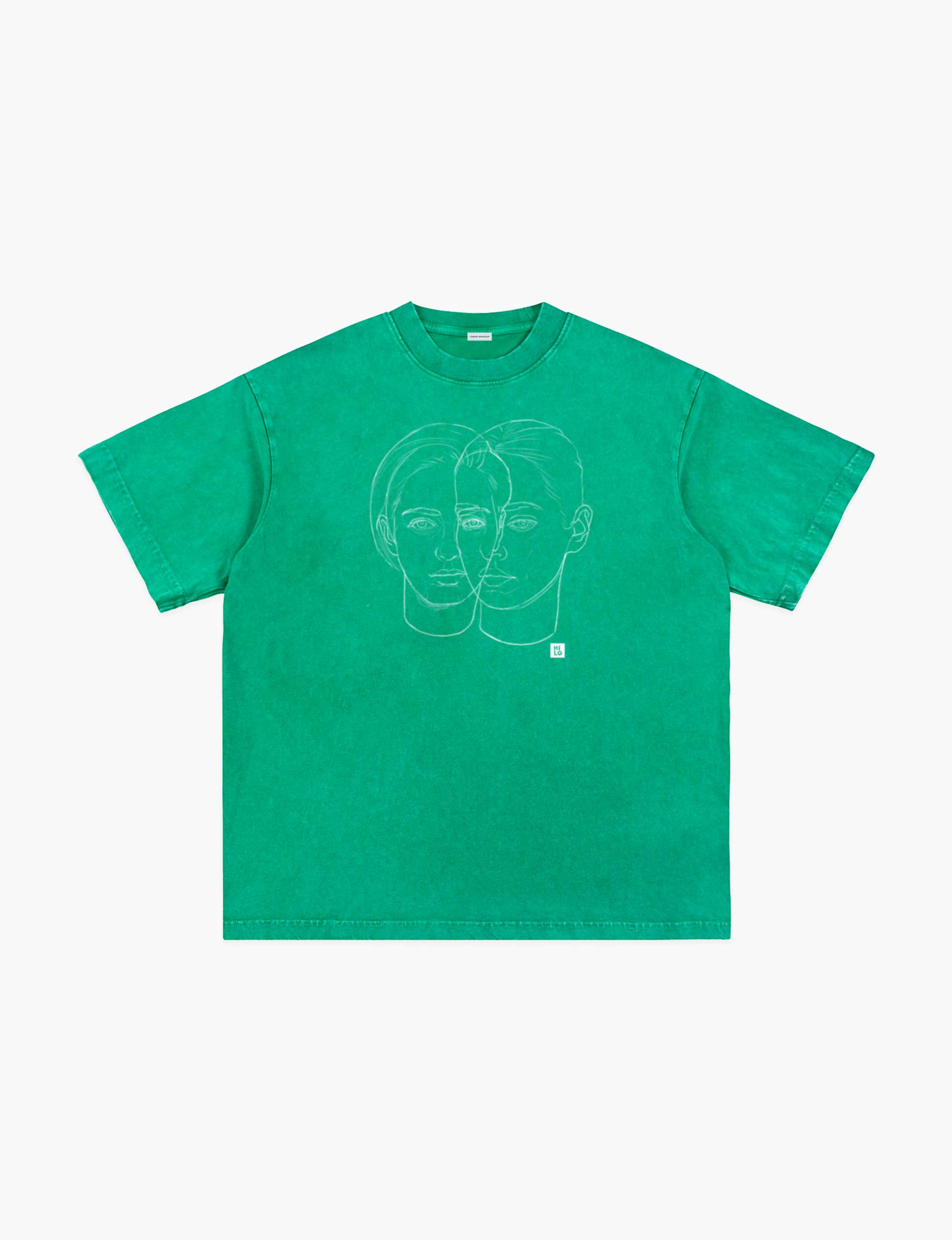 HILO Two Heads Snow Washed Oversized Cotton T-Shirt