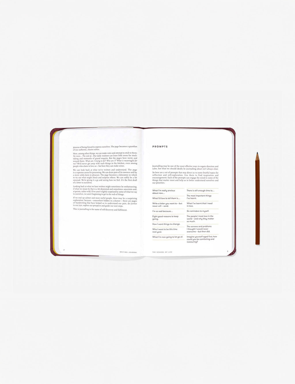 Burgundy Writing Journal, Writing Prompt Guide